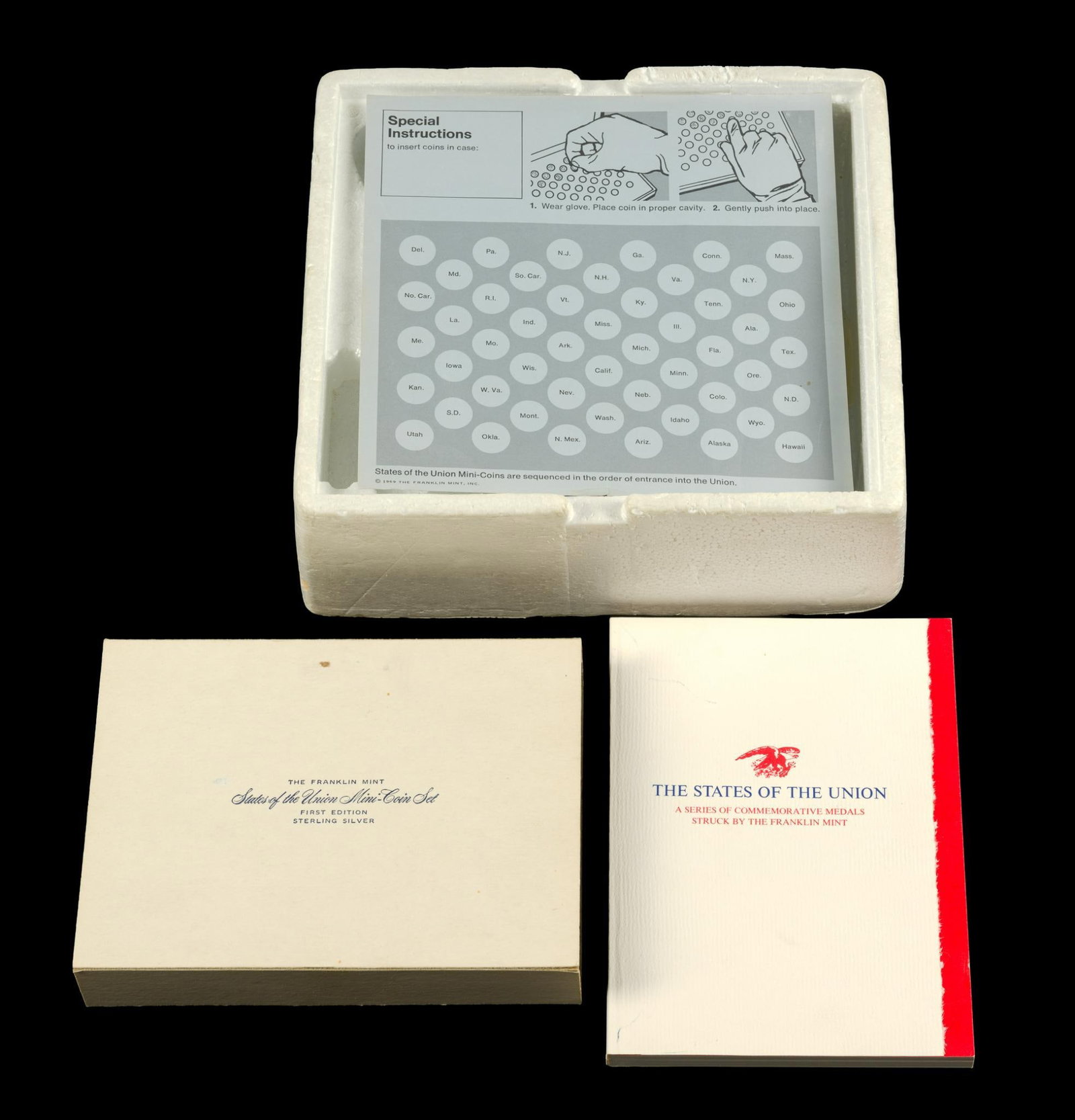Franklin Mint States of the Union Sterling Silver Mini Coins: There are fifty medallions with each weighing a total of 57 grams.