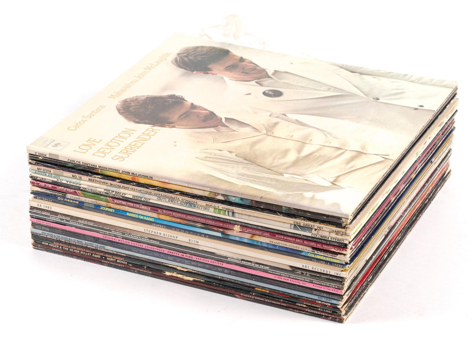 Vinyl Records Incl. Journey & Beethoven: All records in sleeve measure 12-1/2" wide x 12-1/4" high.