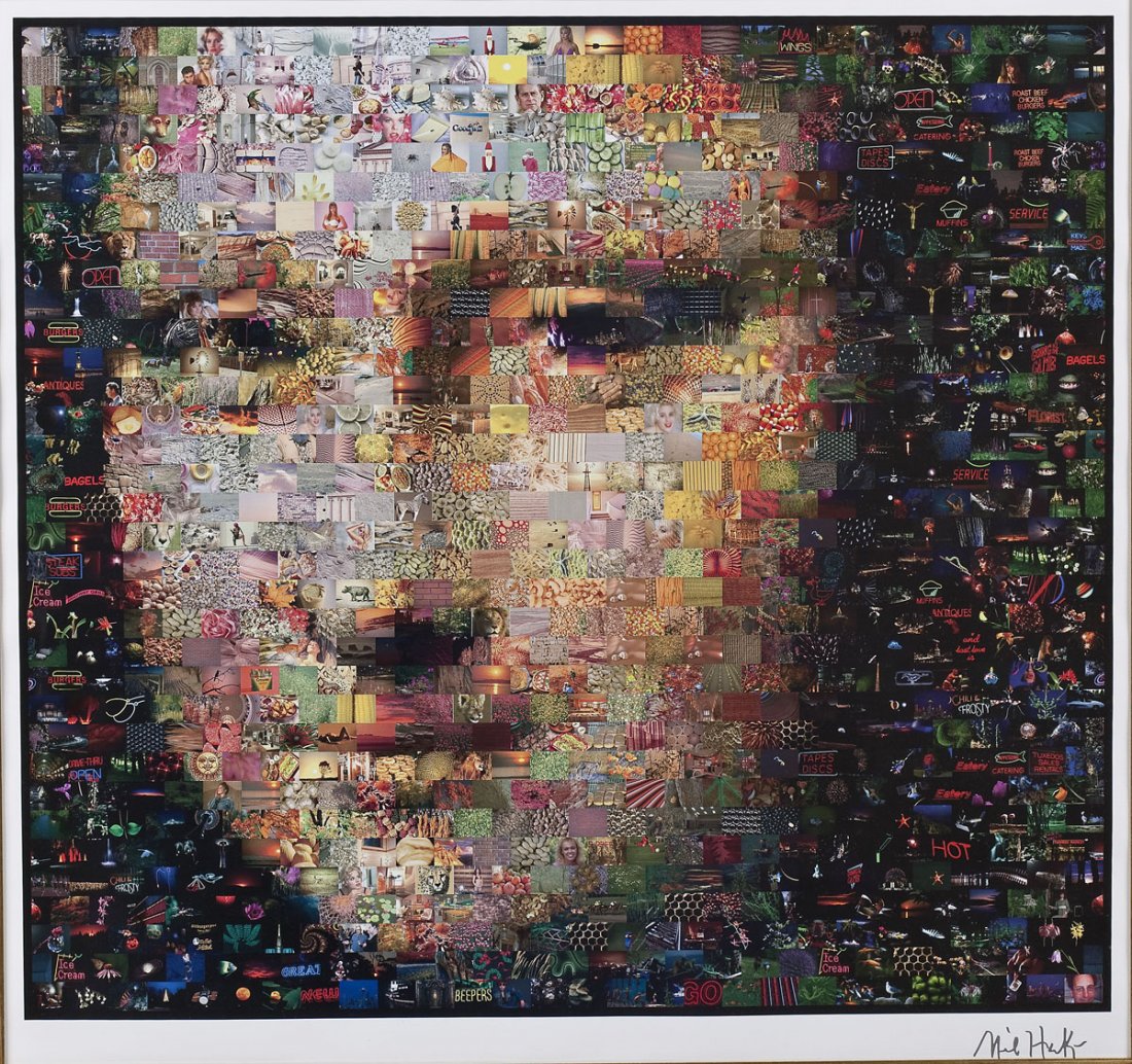 Neil J. Farkas (American, 21st Century): DESCRIPTION: Neil J. Farkas (American, 21st Century). Seriolithograph. Mona Lisa. Various photographs make up one complete image of the Mona Lisa. Signed in print at the bottom right "Neil J Farkas". 