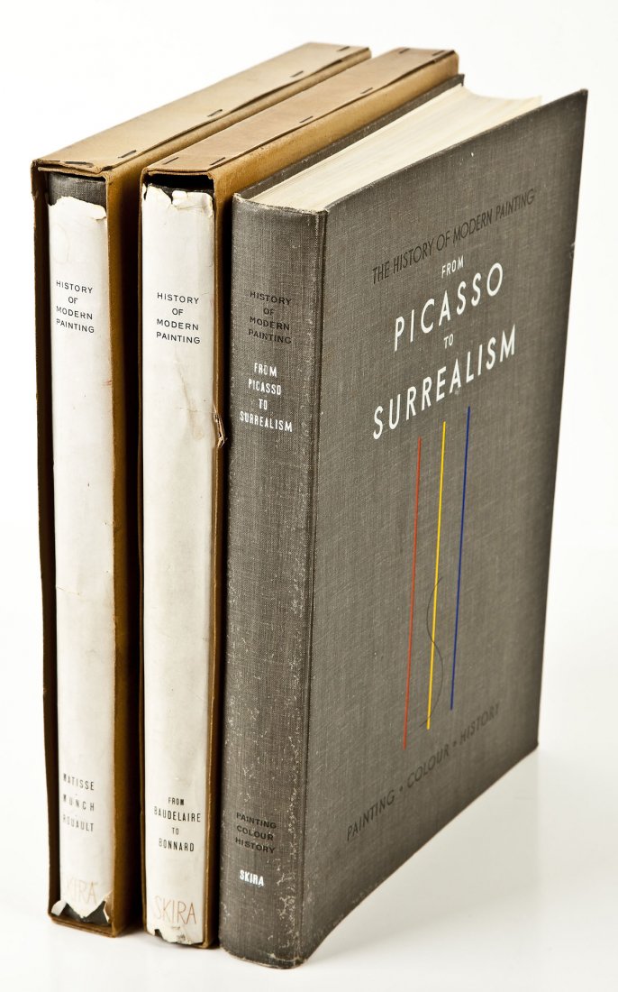 3 Volumes 1950 History of Modern Painting: DESCRIPTION: History of Modern Painting. 3 volumes. Published by Albert Skira, Geneva, Switzerland, 1950. Includes: From Baudelaire to Bonnard, Matisse Munch Rouault, and From Picasso to Surrealism. B