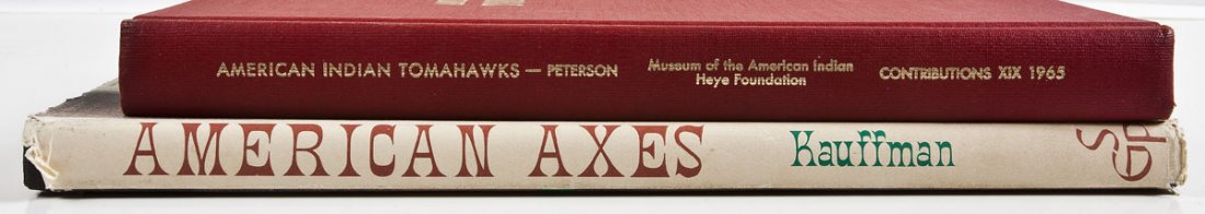 2 Books Indian Tomahawks & Axes: DESCRIPTION: Two books on Native American tools. Includes: 1) "American Indian Tomahawks" by Harold L. Peterson. Published by The Museum of the American Indian Haeye Foundation 1971. 2) "American Axes