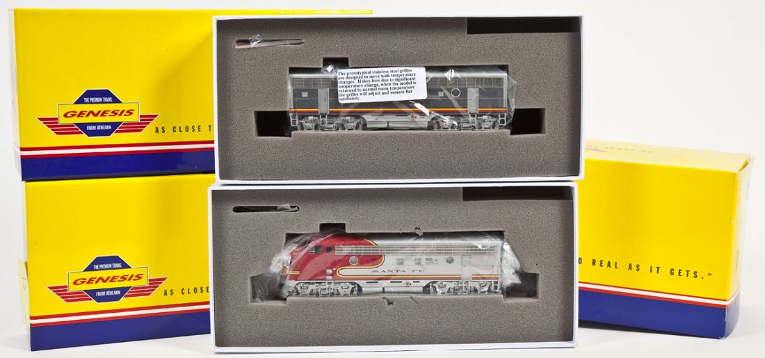 Gensis Santa Fe F-7A & F-7B Locomotives: DESCRIPTION: Athearn Genesis Santa Fe F-7A and F-7B Passenger locomotives. HO scale. CONDITION: New in the original boxes.