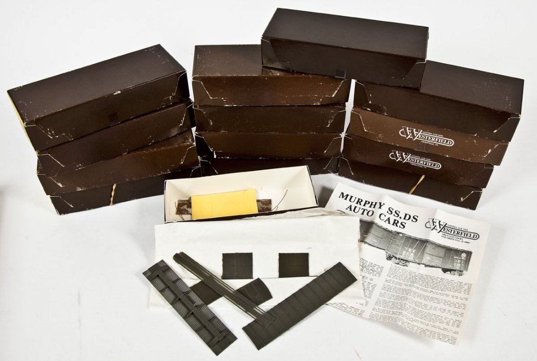 14 Westerfield Car Kits: DESCRIPTION: Fourteen Westerfield car kits. HO scale. CONDITION: Appear unused in original boxes.