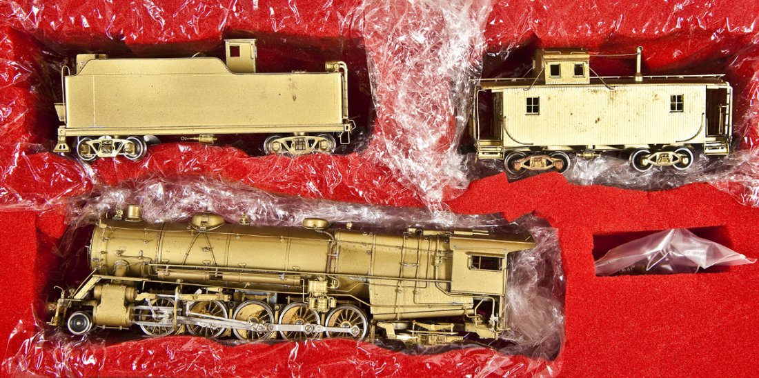 Westside/Samhongsa PRR N2SA Brass Loco & Tender: DESCRIPTION: Westside Model Company PRR N2SA brass locomotive and tender with caboose. Made by Samhongsa. HO scale. CONDITION: Appears lightly used with minor repairs and serviced. Housed in original 