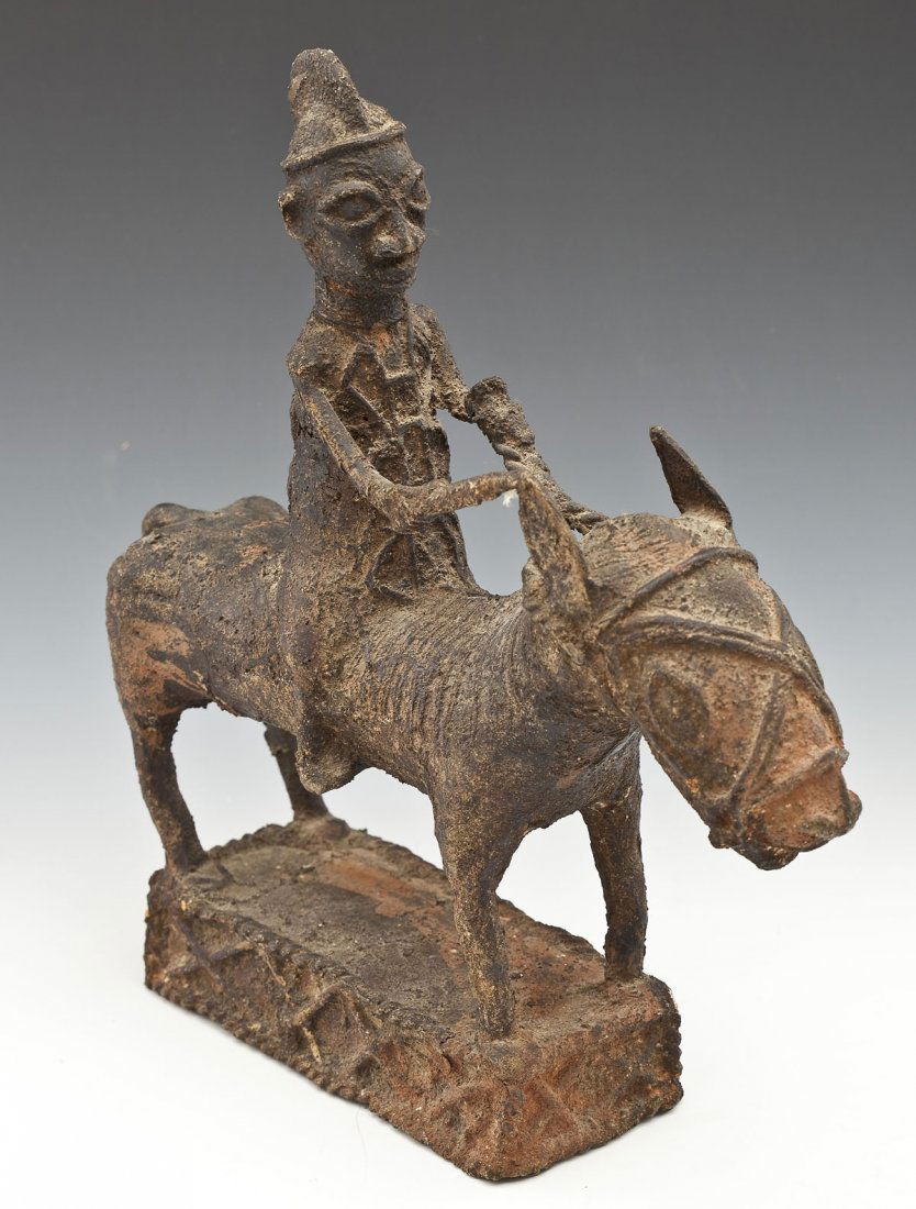 Benin Cast Bronze Warrior on Horse, West Africa