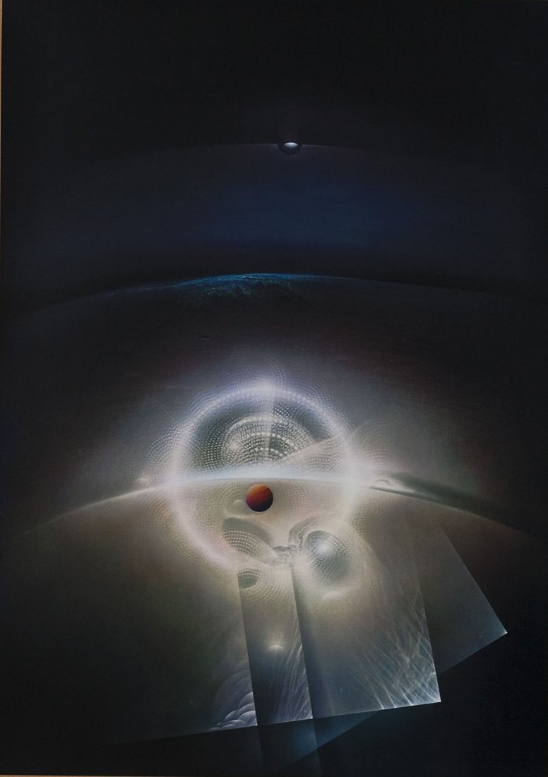 Andreas Nottebohm (German/American, 1944- ): DESCRIPTION: Andreas Nottebohm (German/American, 1944- ). Serigraph on paper. Signed and numbered "143/145". Orange orb in white foreground, middle and background transition into darkness. Matted on b