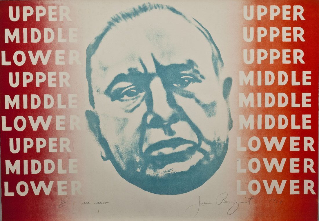 James Rosenquist (American, 1933 - ): DESCRIPTION: James Rosenquist (American, 1933 - ). Lithograph in three colors, red, white, and blue. On arches paper. See-Saw, Class Systems, 1968. Numbered at lower left "83/100", titled "see-saw", s