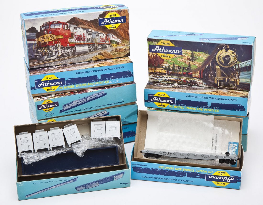 11 Athearn HO Car Kits: DESCRIPTION: Eleven Athearn car kits. MEASUREMENTS: HO scale. CONDITION: Appear unused in original boxes. Some assembled.