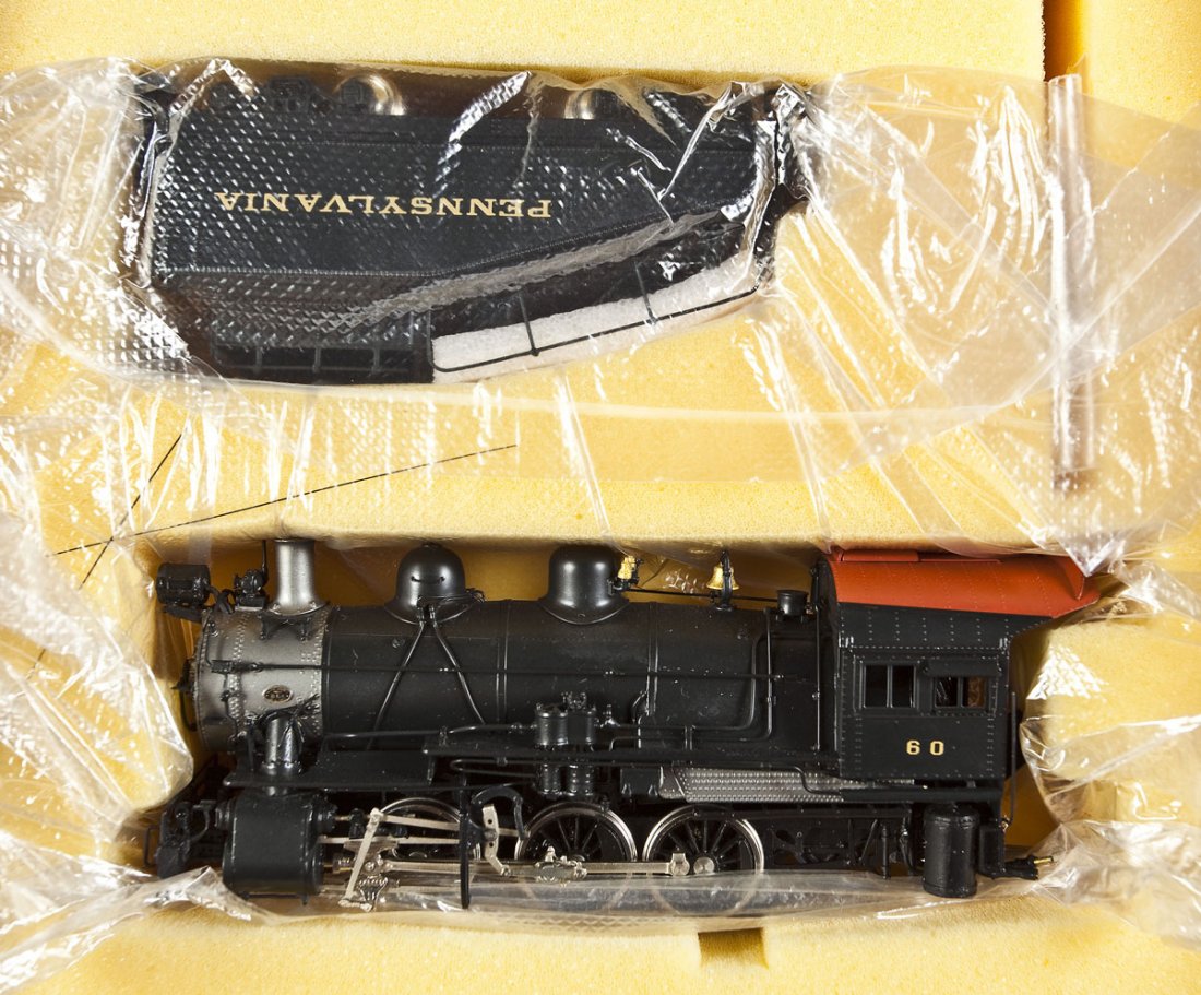 Key Imports PRR B6SA #60 Brass Loco & Tender: DESCRIPTION: Key Imports PRR B6SA #60 painted brass locomotive and tender. CONDITION: Appears unused in original box with paperwork.