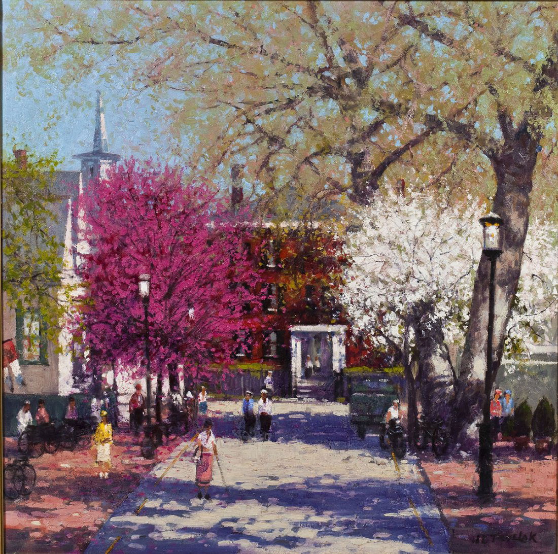 John Charles Terelak (American, 1942-): DESCRIPTION: John Charles Terelak (American, 1942-). Oil on canvas. Nantucket. Signed lower right "J C Terelak". In wide gilded frame with tag noting artist and title. MEASUREMENTS: 29-1/2" x 29-1/2".