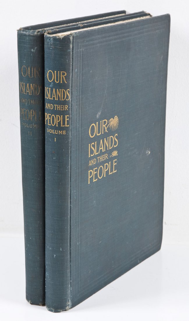 2 Vol Our Islands & Their People 1899: DESCRIPTION: Two volume set Our Islands and Their People as Seen with Camera and Pencil edited by William S. Bryan. Published in 1899 by N.D. Thompson Publishing Co., New York. Blue-green buckram with