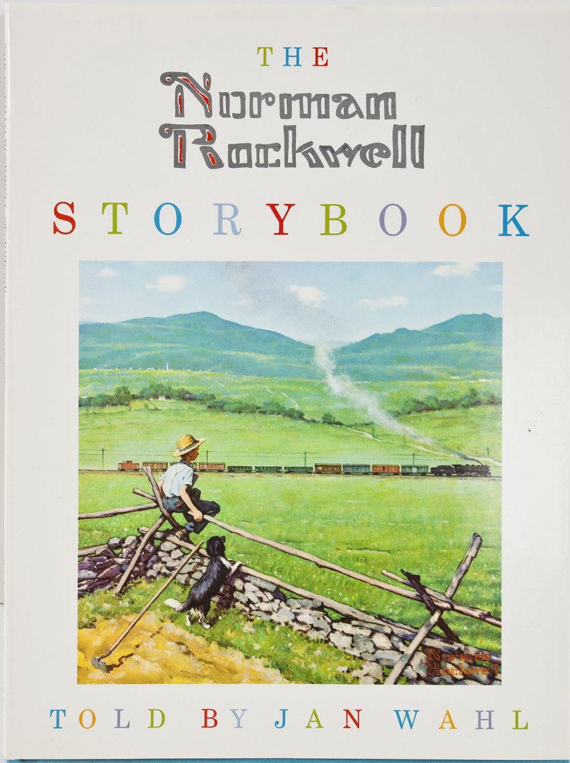 Norman Rockwell Signed Storybook: DESCRIPTION: Norman Rockwell's Storybook told by Jan Wahl. Illustrated by Norman Rockwell. Published by Windmill Books/Simon and Schuster, New York. Blue buckrum cover with pictorial dustjacket. Signe