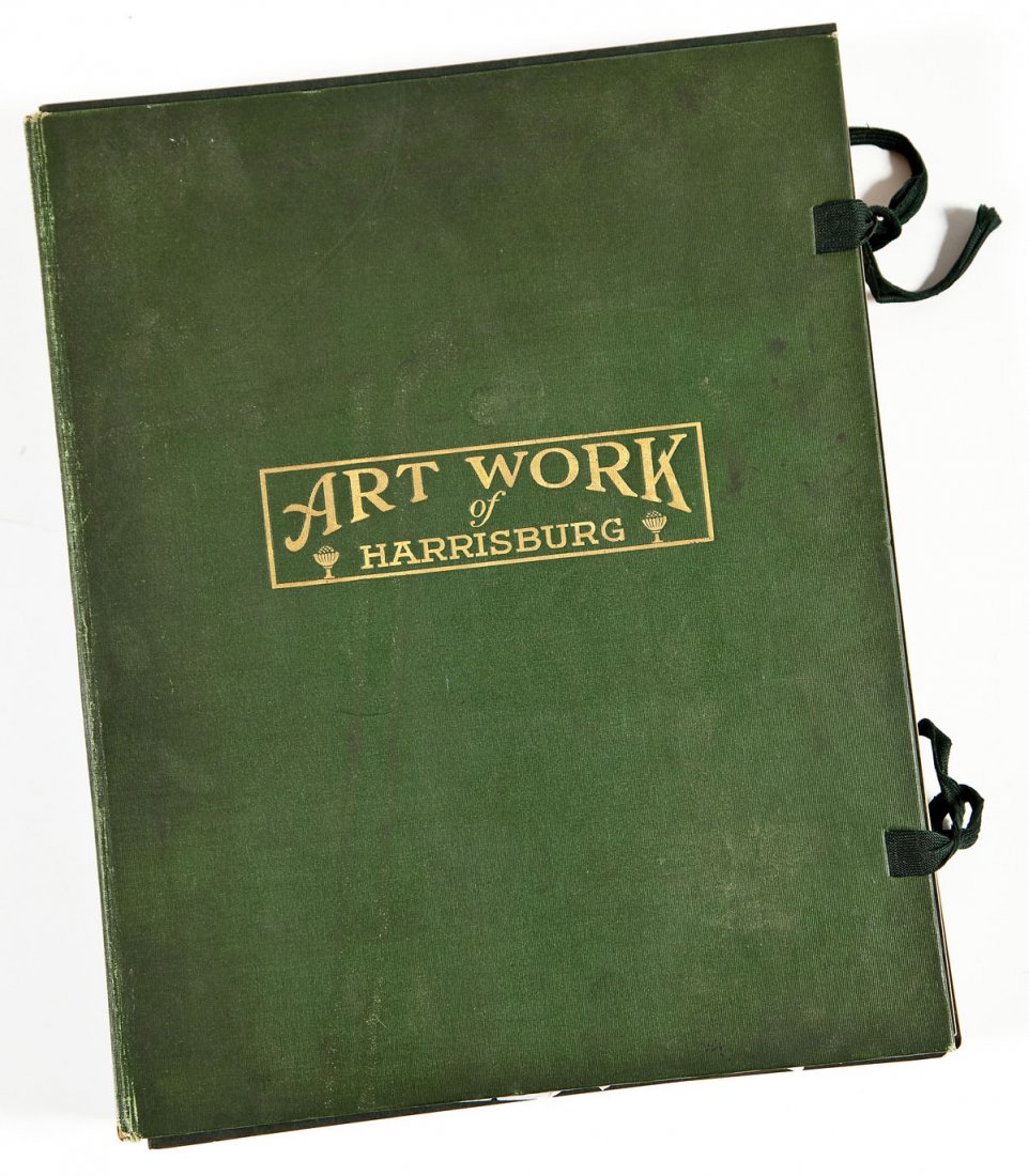 1914 Art Work of Harrisburg Parts 1 to 9: DESCRIPTION: 1914 Art Work of Harrisburg, Pennsylvania in nine parts. Published by The Gravure Illustration Company, Chigago, 1914. Nine parts, each with green on green softcover, in green and gilt ha