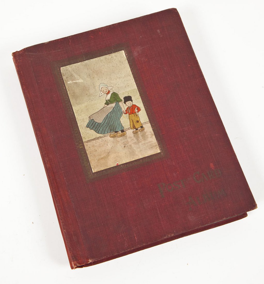 Album of Holiday & Real Photo Postcards incl Occupation: DESCRIPTION: Postcard album containing nineteen real photo and forty holiday and approximately six views including two Amish. Real photos include an occupational of a wallpaper hanger, children, two s