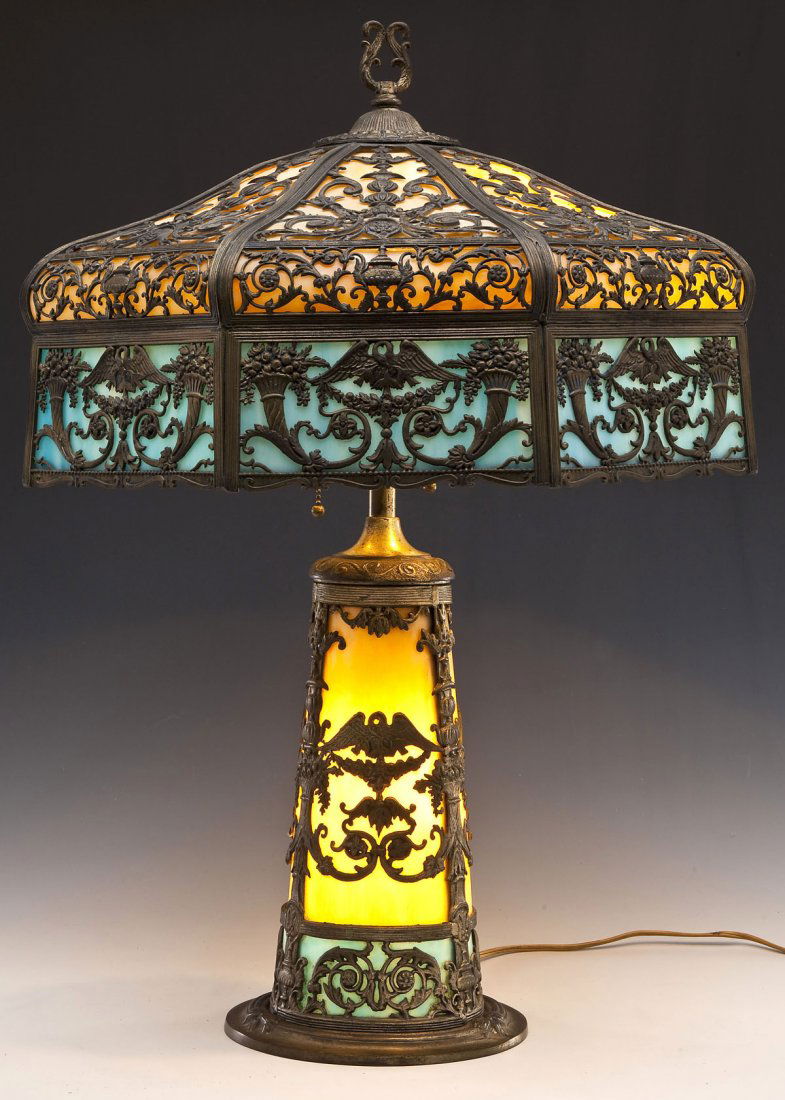 North West Art Shade Co. Slag Glass Lamp
