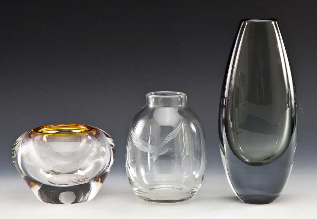 3 Mid Century Modern Gl Vases Incl Sommerso