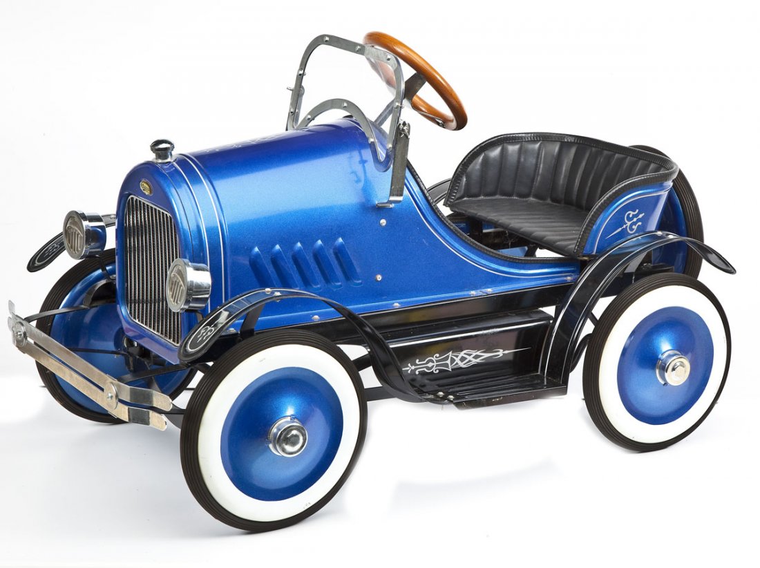 blue pedal car