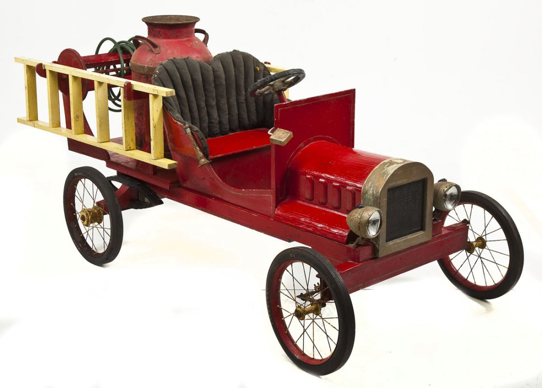 Vintage Stick Built Fire Engine Riding Toy (1 of 10)