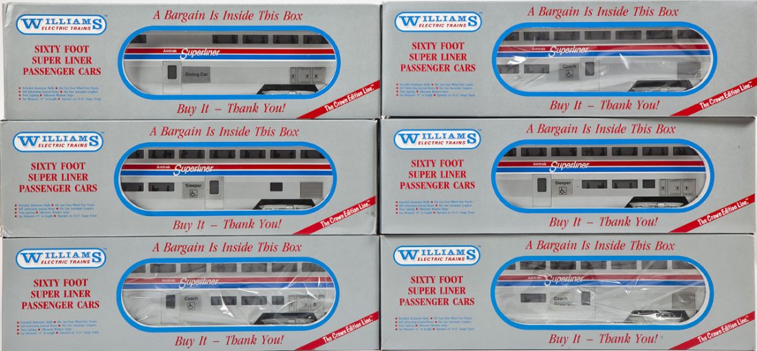 6 Williams Amtrak 60' Super Liner Passenger Cars (1 of 2)