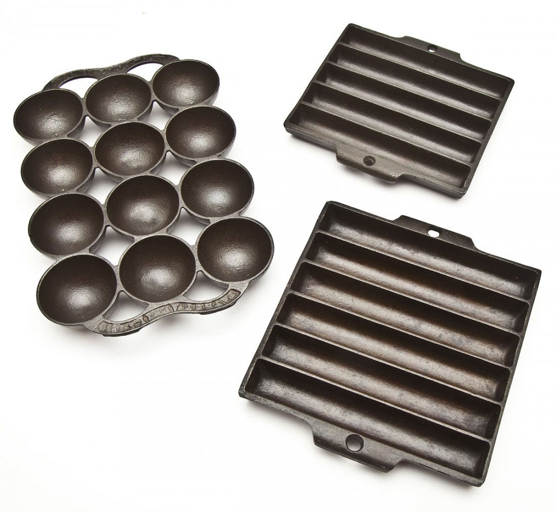 3 Cast Iron Pans incl Waterman (R&E Mfg) Golf Ball (1 of 2)