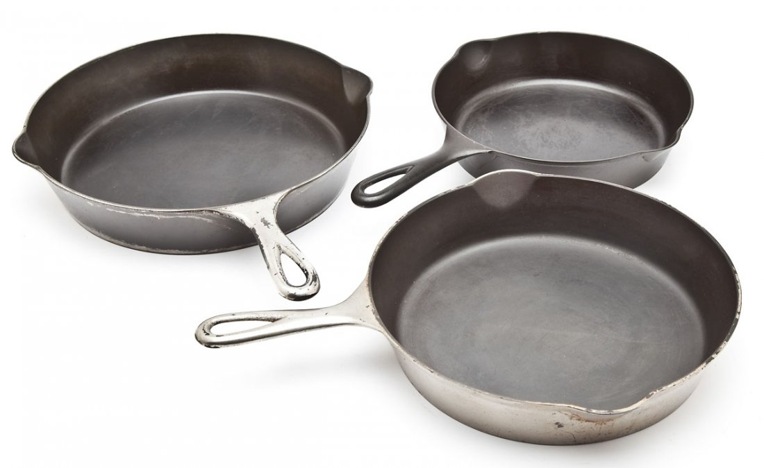 3 Griswold "ERIE" Skillets incl No. 6, 8 & 9 (1 of 2)
