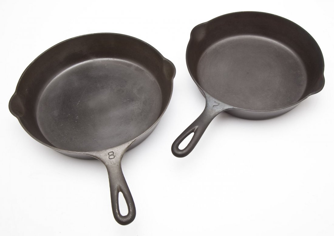 Griswold No. 7 & No. 8 Block Logo Skillets (1 of 2)