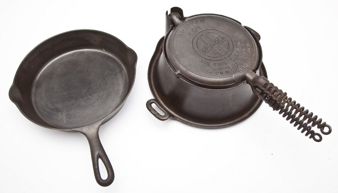 Griswold No. 8 American Waffle Iron & No 8 Skillet (1 of 3)