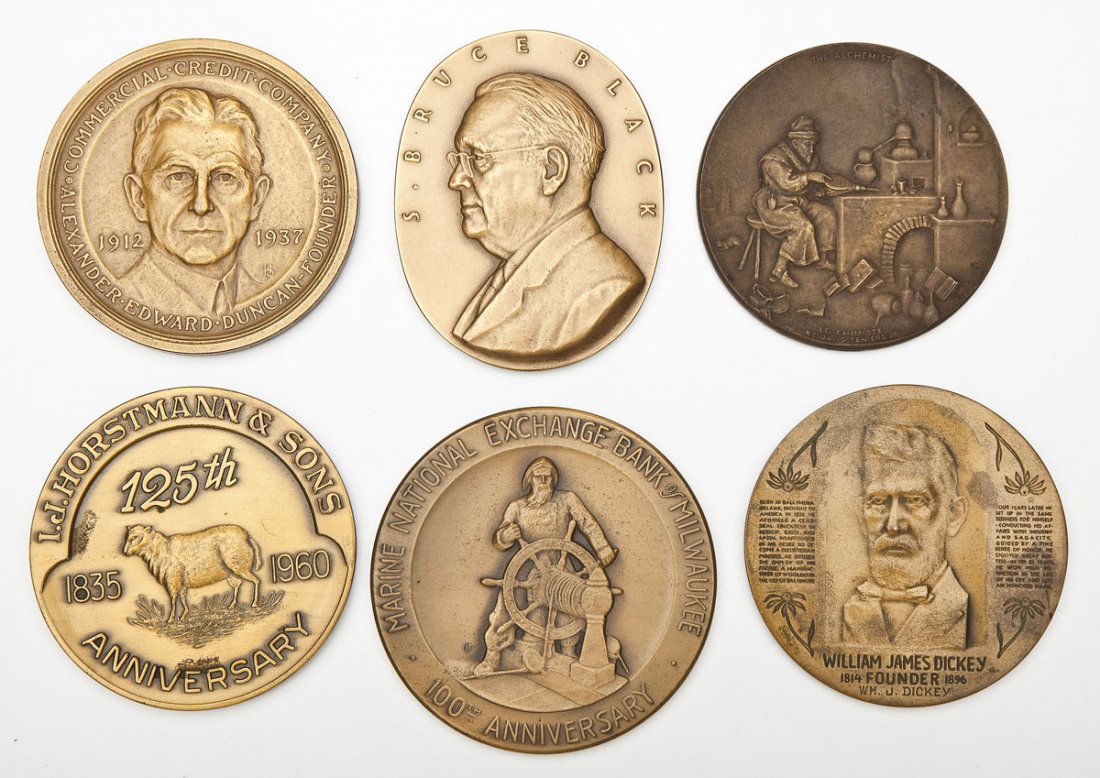 6 Bronze Company Commemorative Bronze Medals (1 of 2)