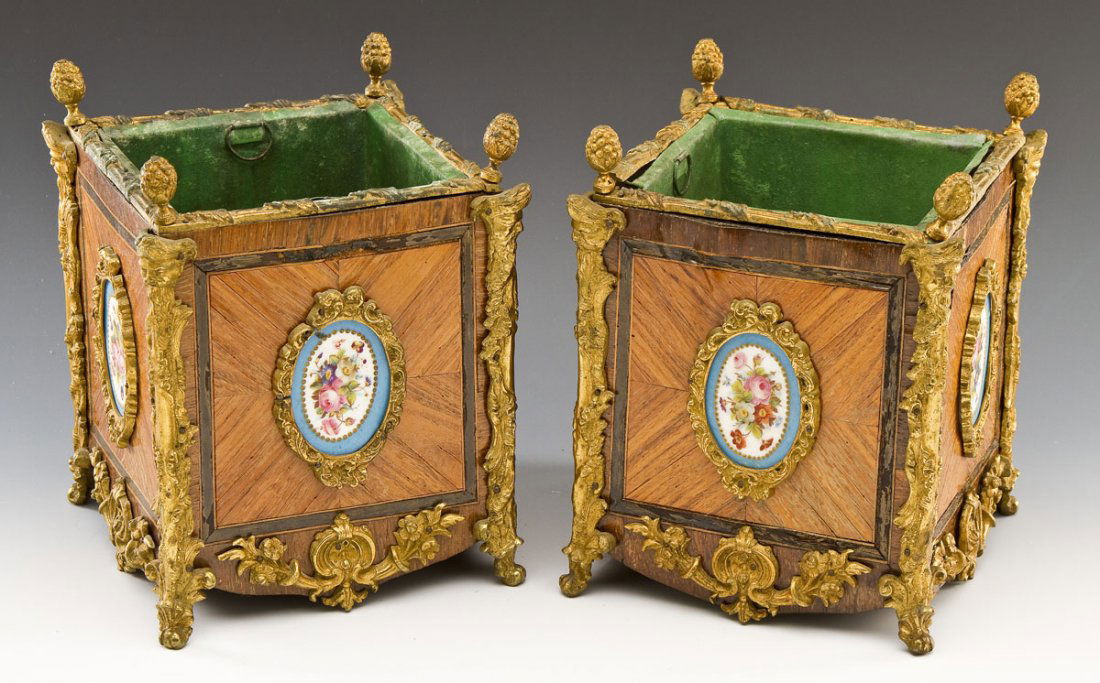 Pair 19th C Parquetry Boites with Medallions (1 of 6)
