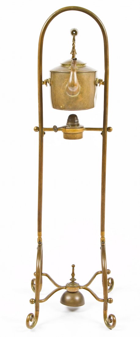 William Soutter Brass Tea Kettle on Burner Stand (1 of 6)