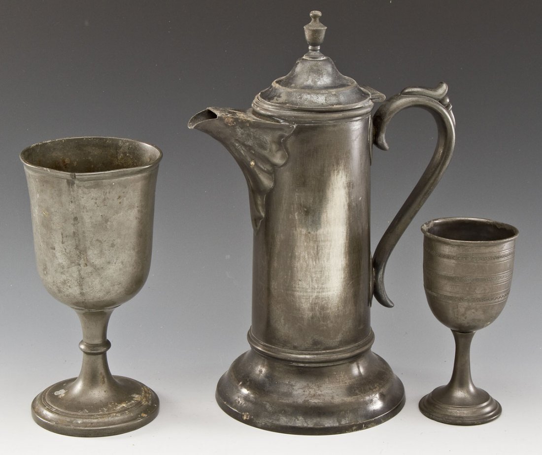 Pewter Flagon & 2 Chalices (1 of 3)