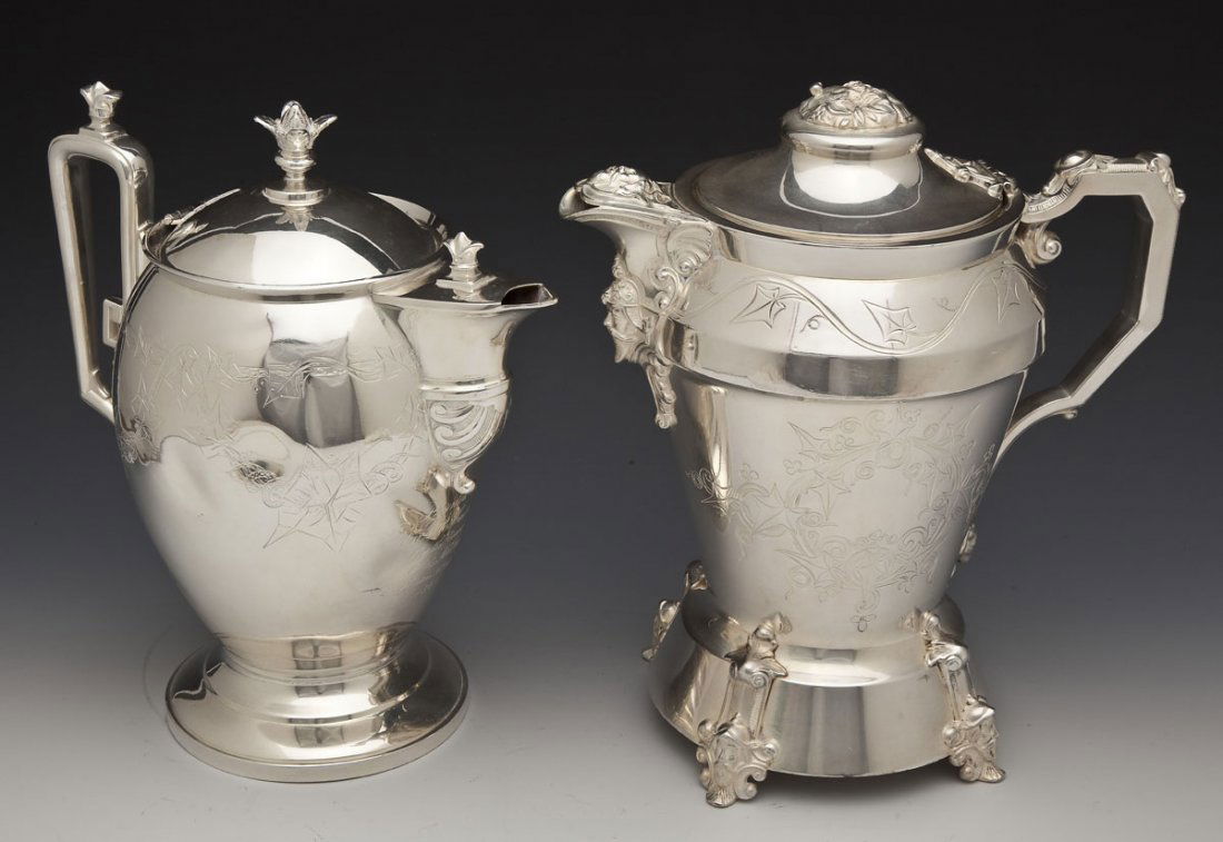 2 Jas Stimpson Silverplate Ice Water Pitchers (1 of 5)