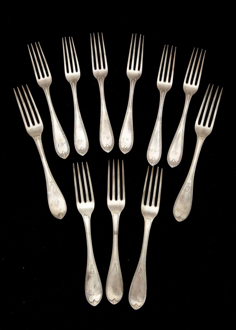 11 Pc Assembled Set of Coin Silver Forks (1 of 4)