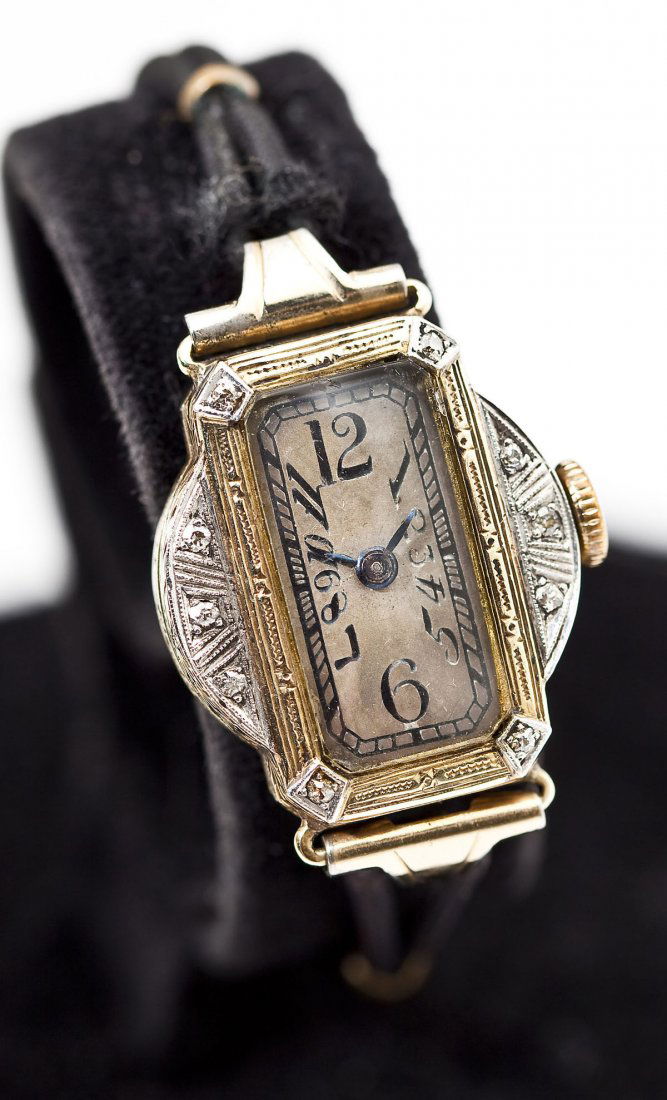 Lady's 14K & Diamond Deco Wristwatch (1 of 5)