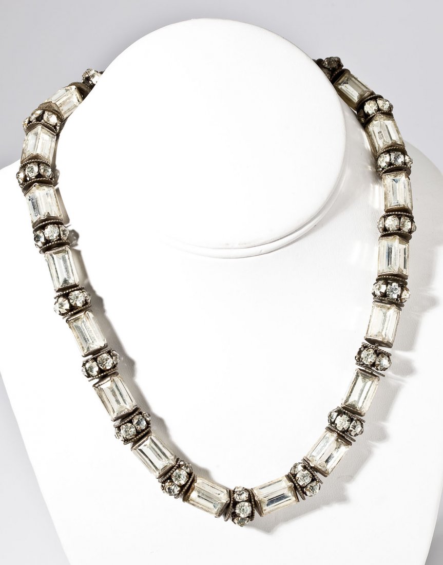 Vintage French Silver & Crystal Necklace (1 of 3)