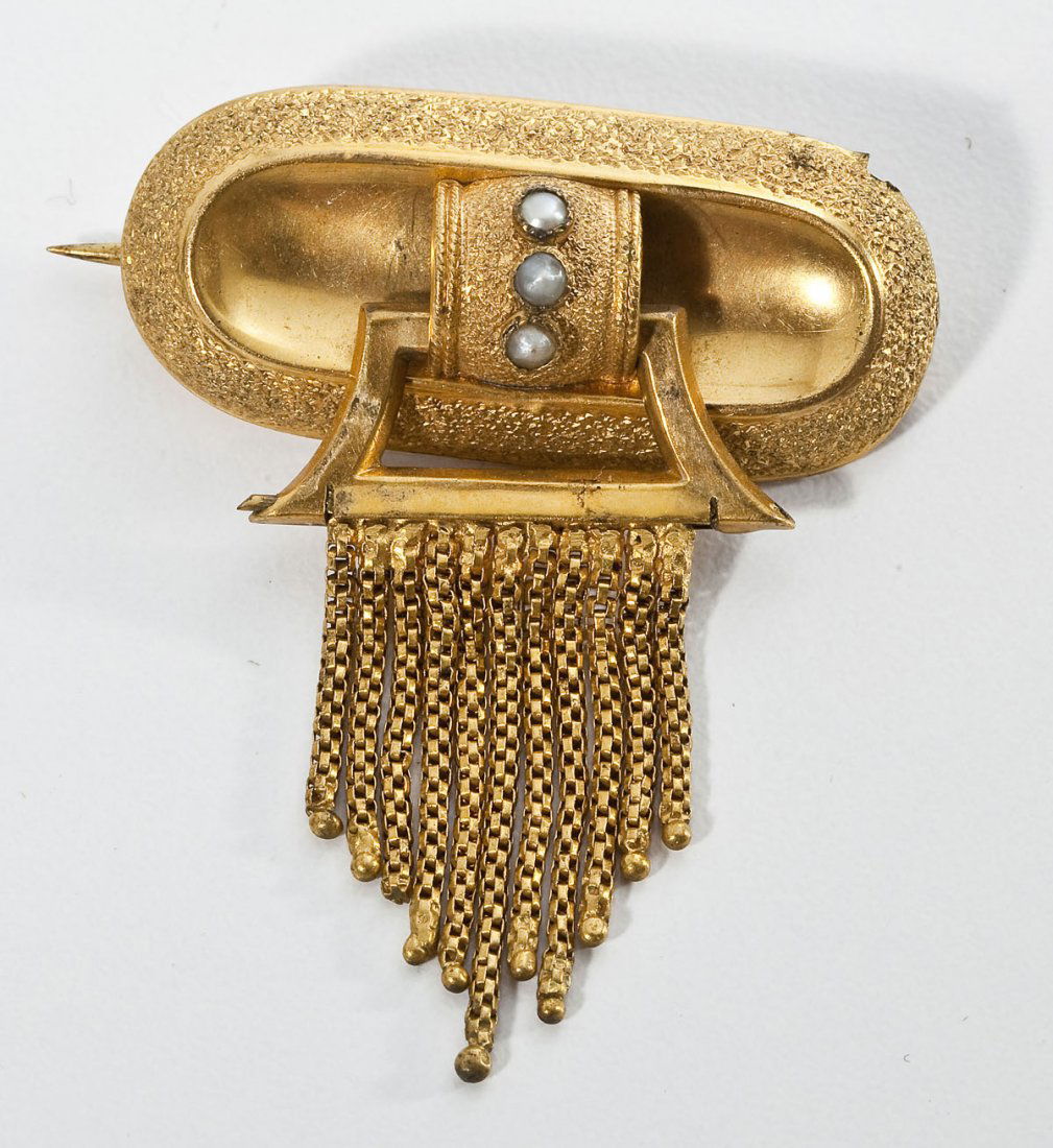 Victorian 12K Gold Tassel Brooch (1 of 2)