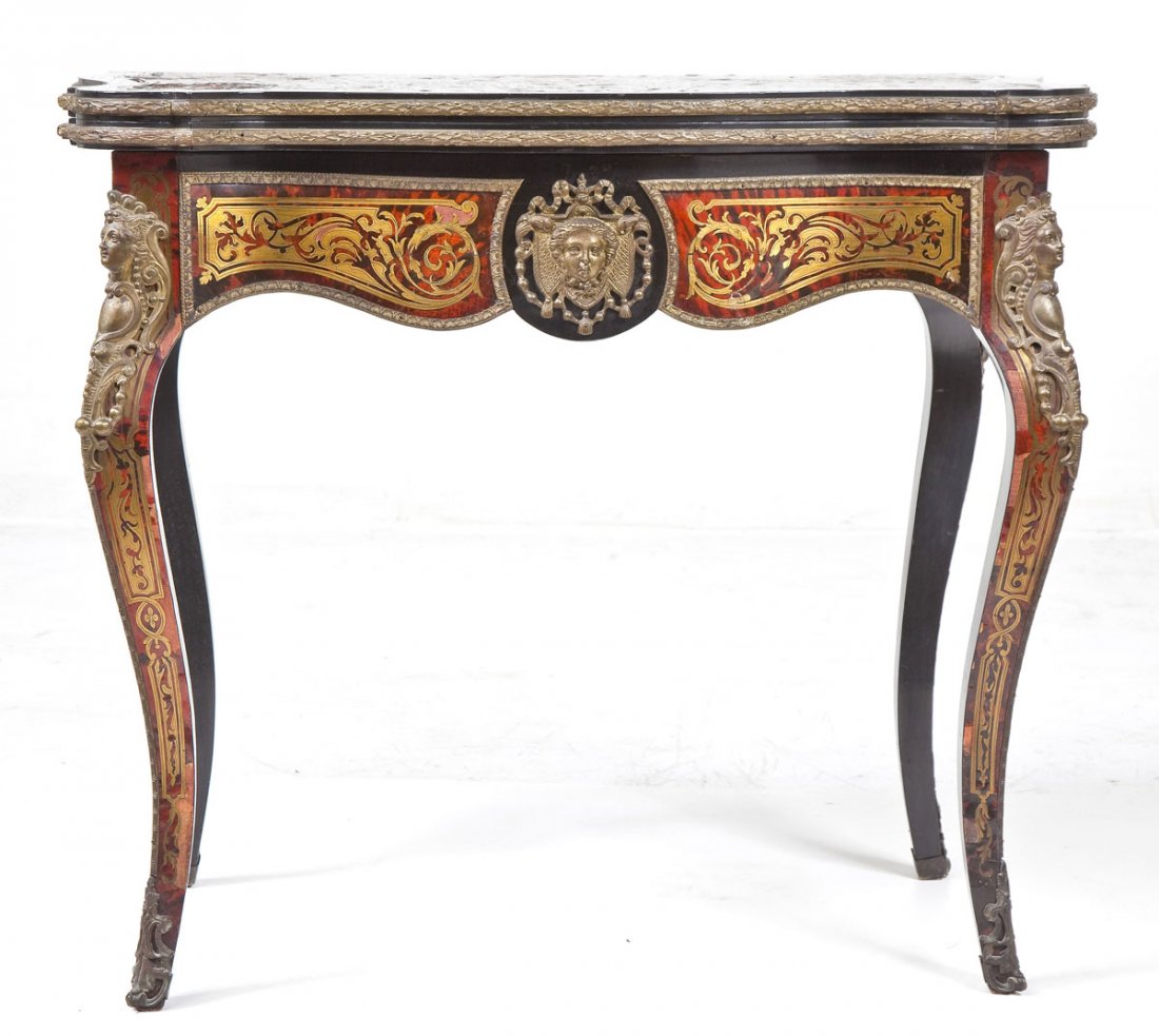 French Boulle Serpentine Card Table (1 of 10)