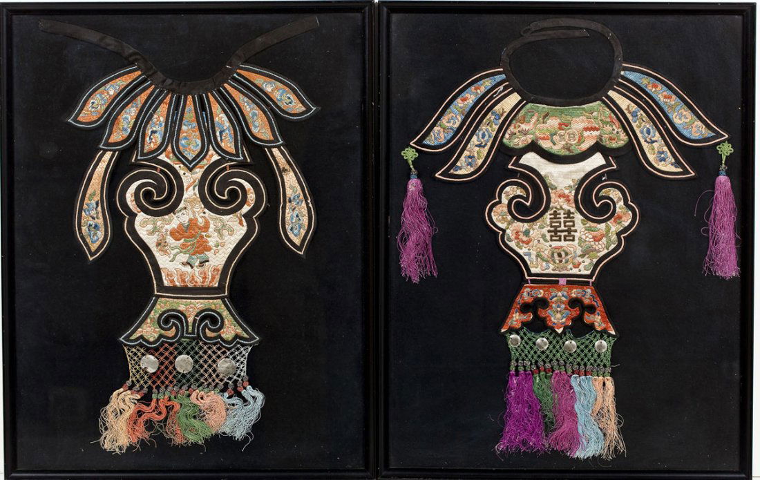 2 Qing Dynasty Embroidered Collars with Tassels (1 of 3)
