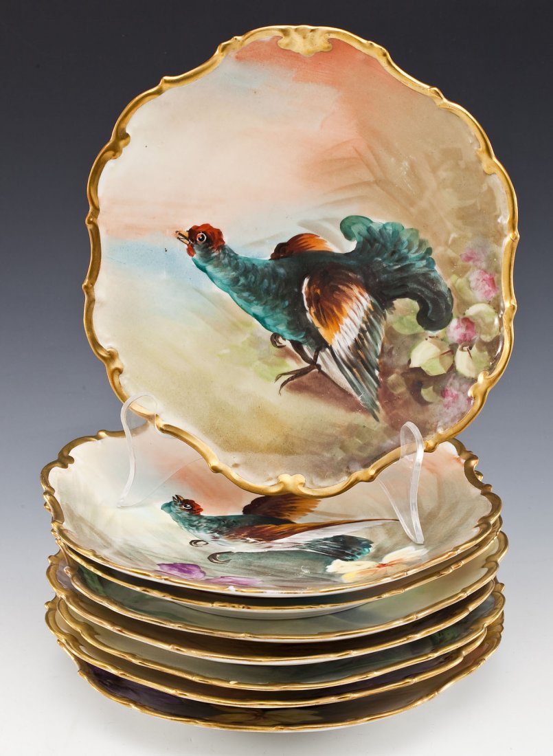8 Limoges Handpainted Game Plates (1 of 10)