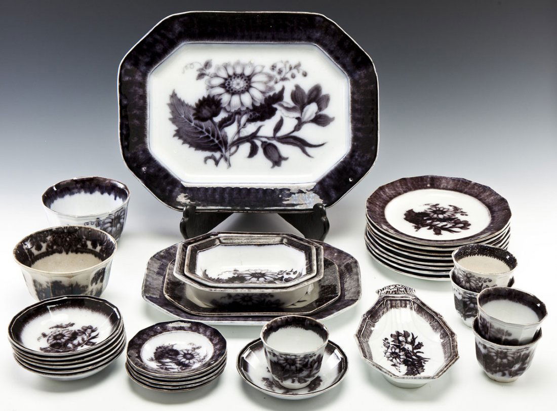 33 Pcs T. Walker Flora Mulberry Transferware (1 of 4)