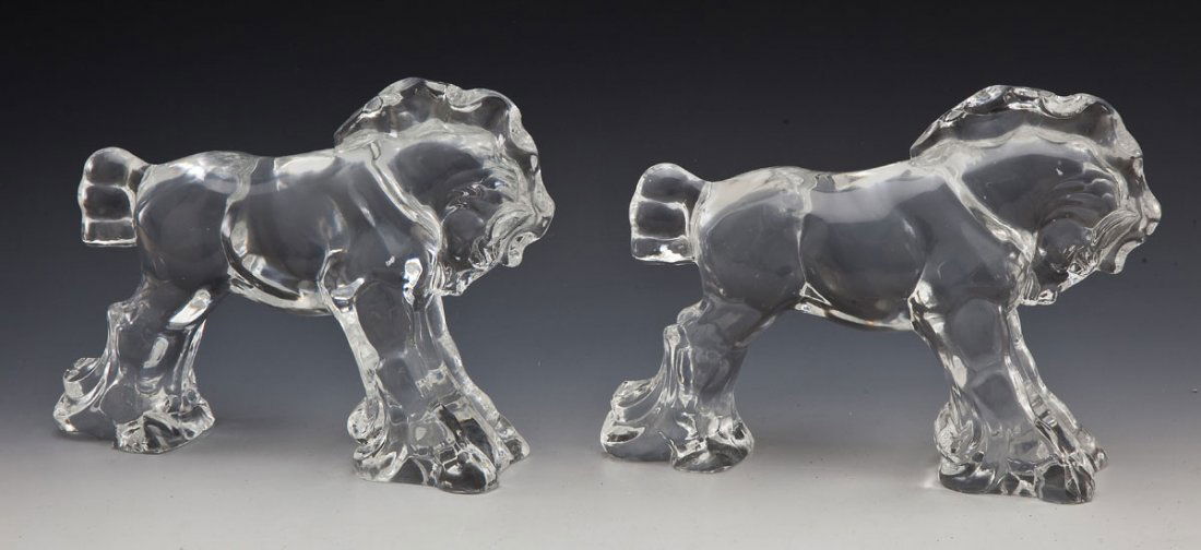 Pair of Steuben Clear Glass Horses (1 of 9)