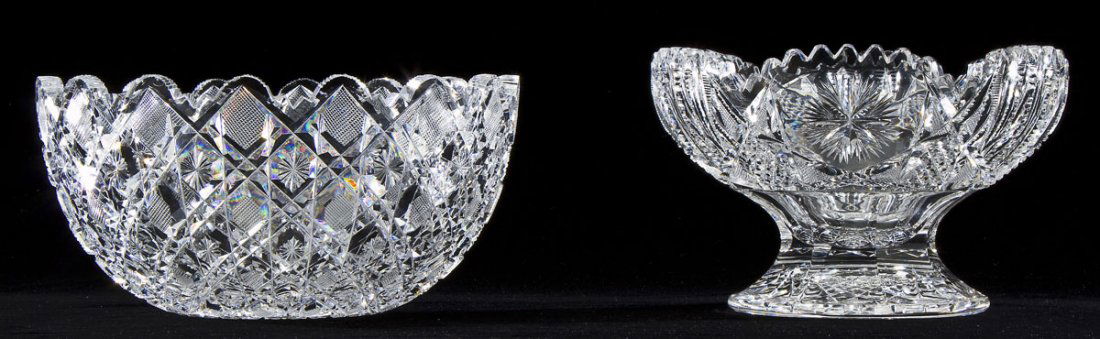 Cut Glass Bowl & Compote (1 of 3)