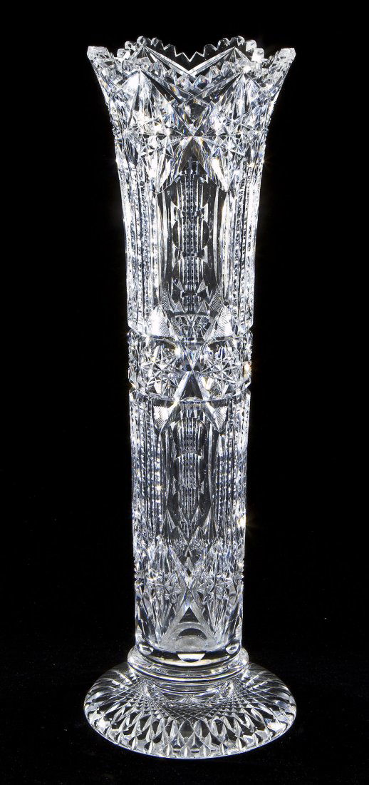 Large American Brilliant Cut Glass Cylinder Vase (1 of 3)