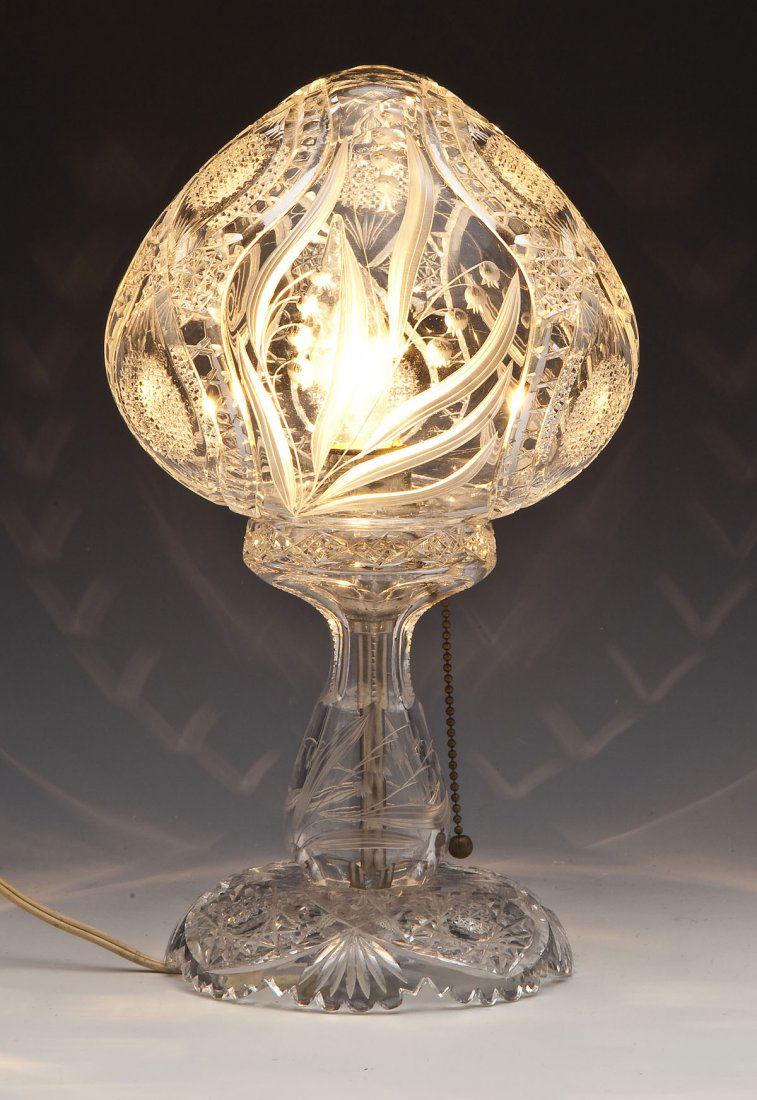 Cut Glass Lamp with Lilies (1 of 7)