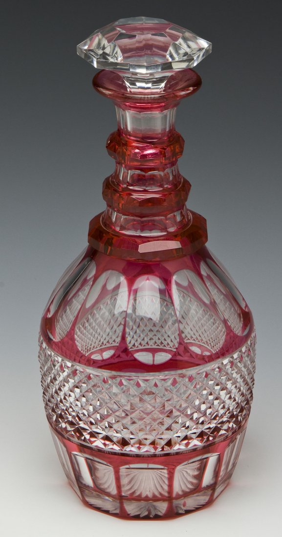 Cut to Clear Cranberry Glass Decanter (1 of 5)