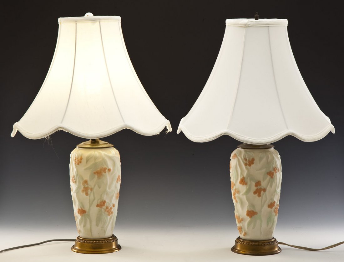 Pair Consolidated Glass Vase Lamps with Cherries (1 of 9)