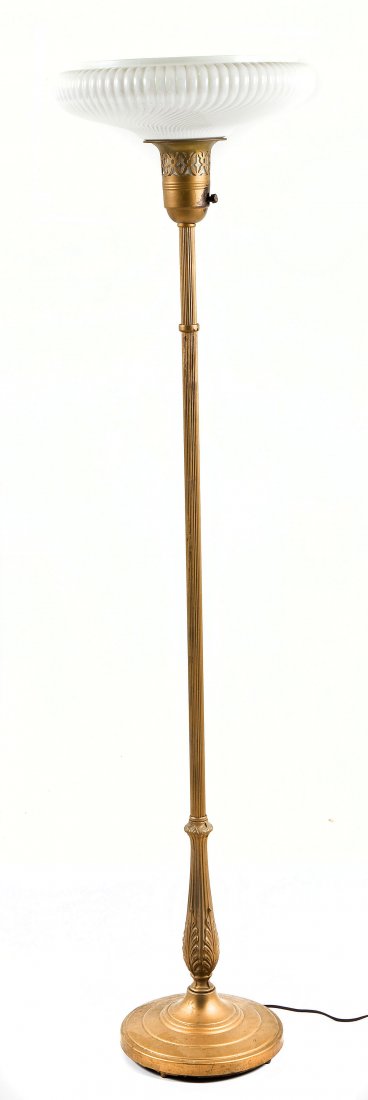 Torchiere Floor Lamp with Milk Glass Shade (1 of 8)