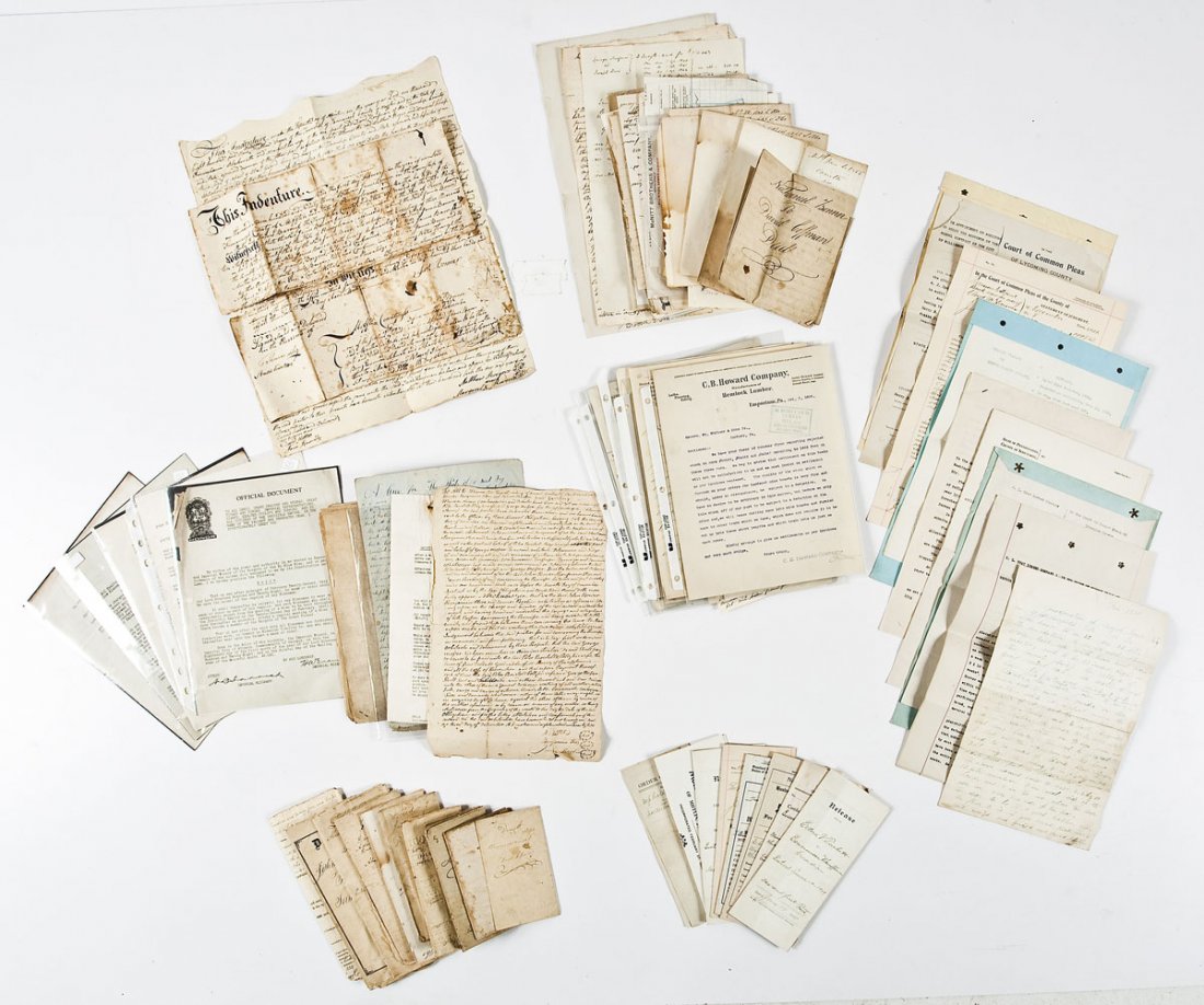 Lg Manuscript Collection incl 18th PA, KKK: DESCRIPTION: Large mixed manuscript collection. Bulk of documents include 18th and 19th century documents (deeds, indentures, etc.) of 1) Kauffman[Coffman], Walker and Bonner families from Mifflin Cou