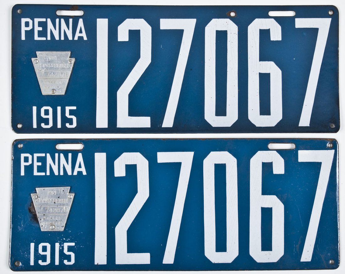 Pair of 1915 Metal Pennsylvania License Plates (1 of 3)