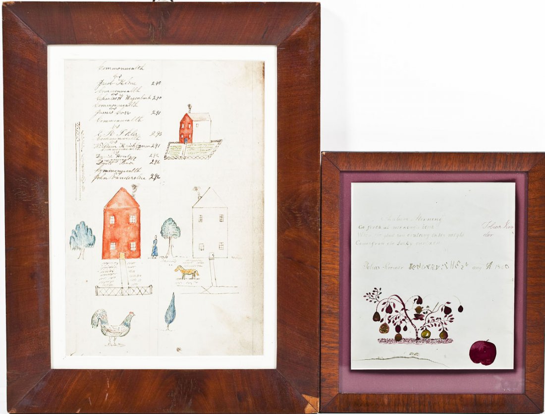 2 C Early 19th C Ink & Watercolor Bookplates (1 of 4)